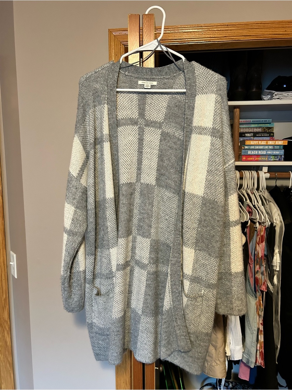 American Eagle Outfitters Plaid Open Front Cardigan